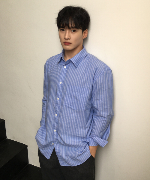 [2PACK]Cotton 100 Circerlike Stripe Oversized Fit Shirt - 3 colors