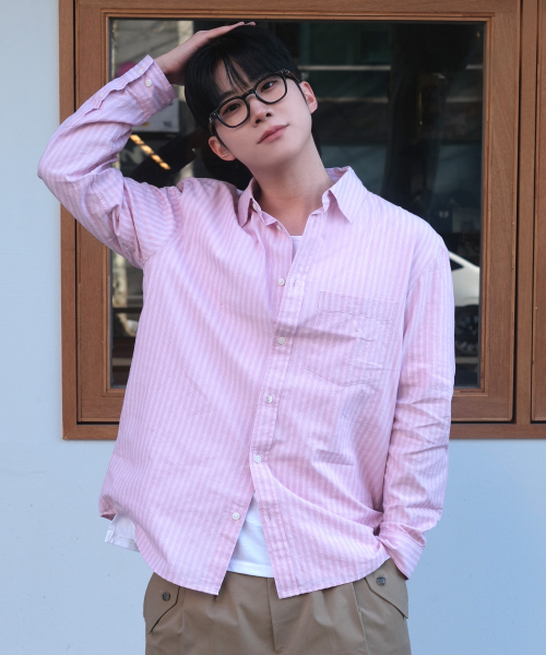 [2PACK]Cotton 100 Circerlike Stripe Oversized Fit Shirt - 3 colors
