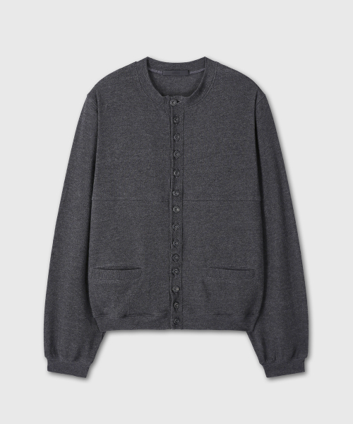 BUTTON DETAIL COTTON CARDIGAN (CHARCOAL)