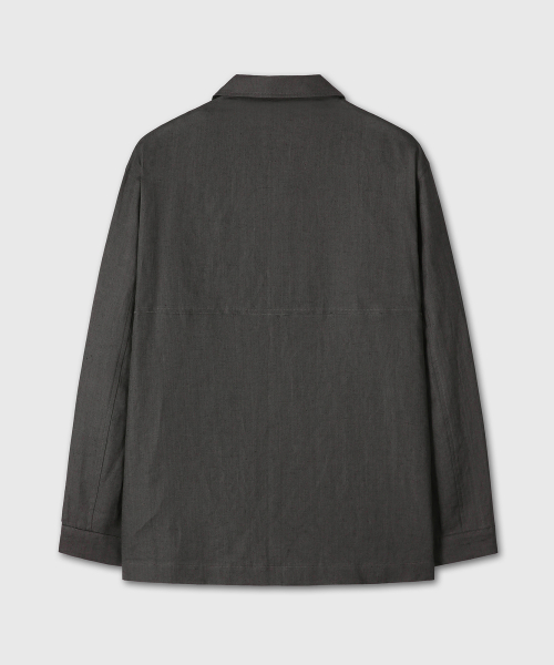 LINEN OVERFIT JACKET (CHARCOAL)