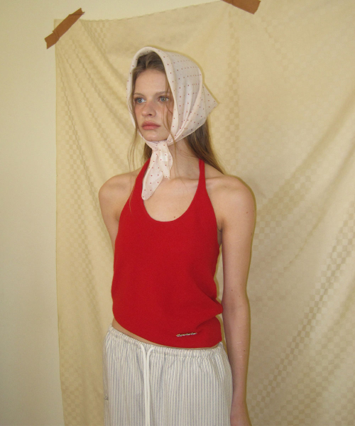 Hay wool halter layered sleeveless - Red
