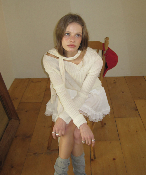 Toffy wool round knit - Ivory