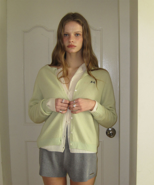 Crayon wool round cardigan - Mint