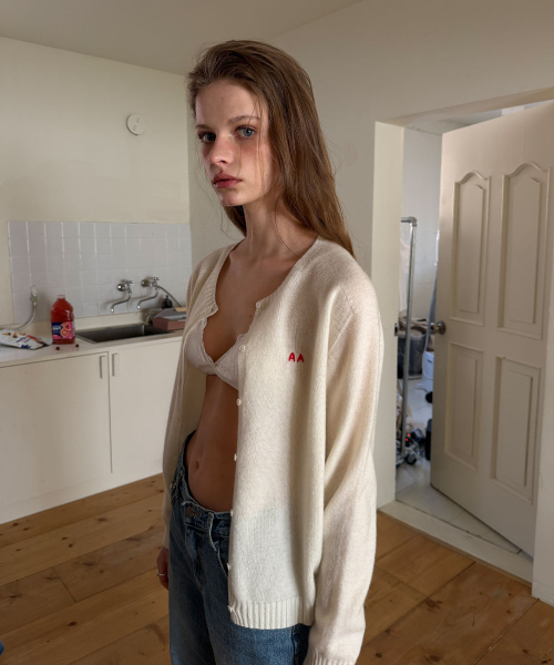 Crayon wool round cardigan - Ivory