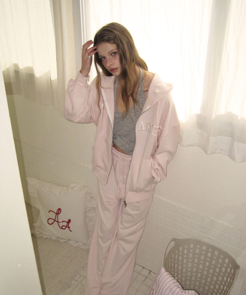 Candle hoodie zip-up - Baby pink