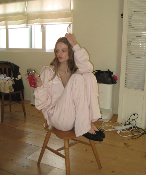 Candle hoodie zip-up - Baby pink