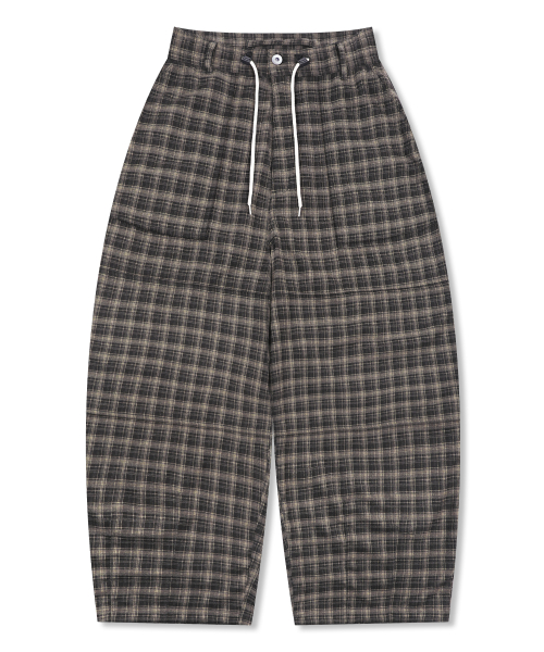 GP181 로프타이 체크 라운지 팬츠 (BROWN)