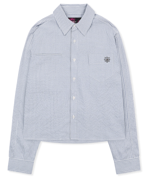 GS016 스터드 포인트 크롭 긴팔 셔츠 (GRAY)