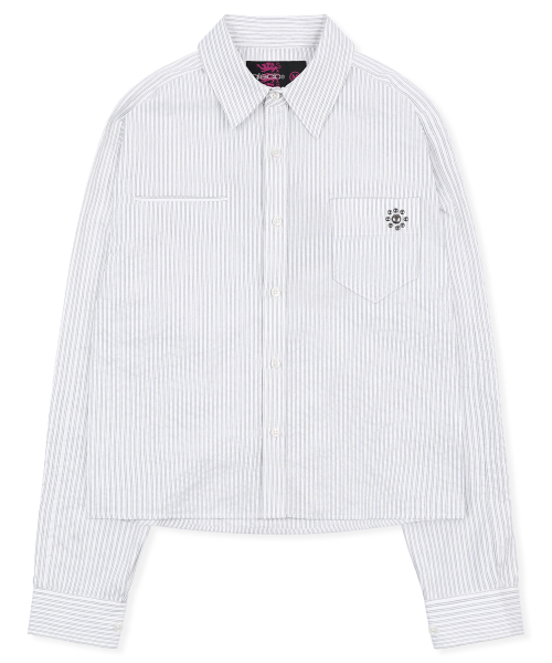 GS016 스터드 포인트 크롭 긴팔 셔츠 (WHITE)