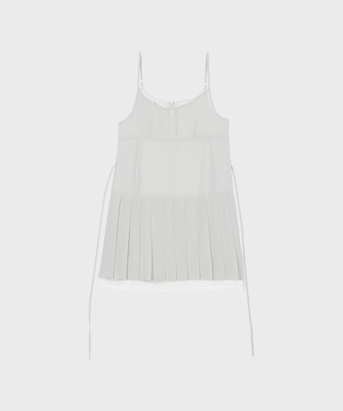 Pleated Chiffon Mini Dress (Light Gray)