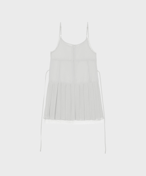 Pleated Chiffon Mini Dress (Light Gray)