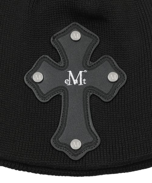 KORN CROSS LEATHER PATCH BEANIE UNISEX