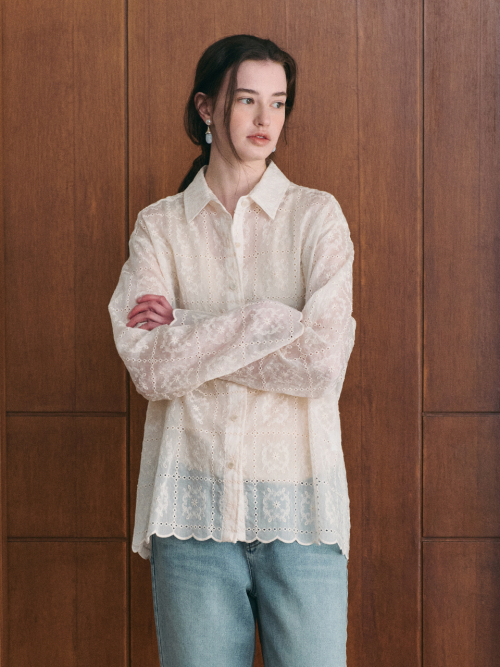 ADELINE lace oversized shirt_IVORY