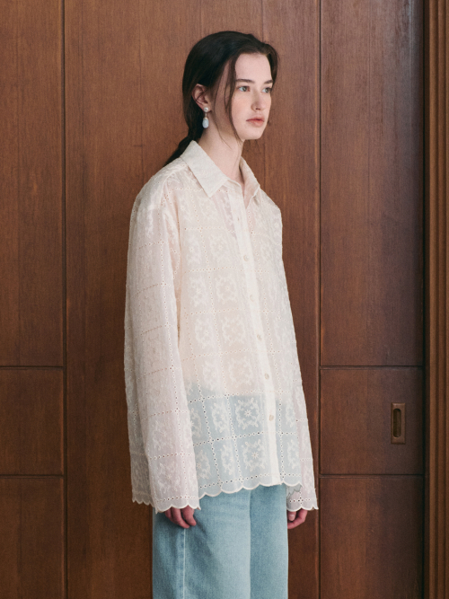 ADELINE lace oversized shirt_IVORY