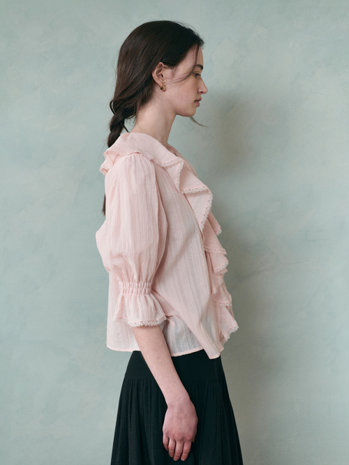 AMELIE frill puff blouse_PINK