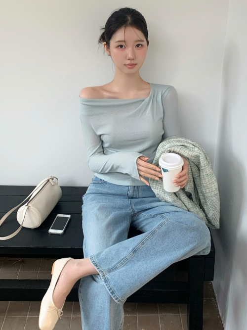 ROEL drape neck t-shirt_MINT