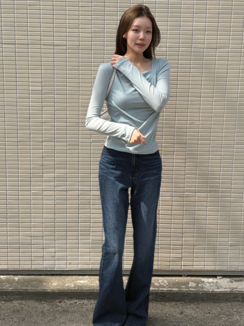 ROEL drape neck t-shirt_MINT