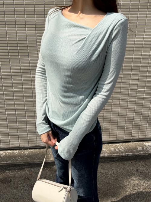 ROEL drape neck t-shirt_MINT