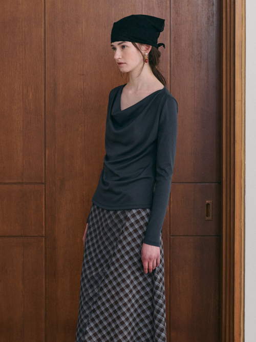GRACE draped t-shirt_NAVY