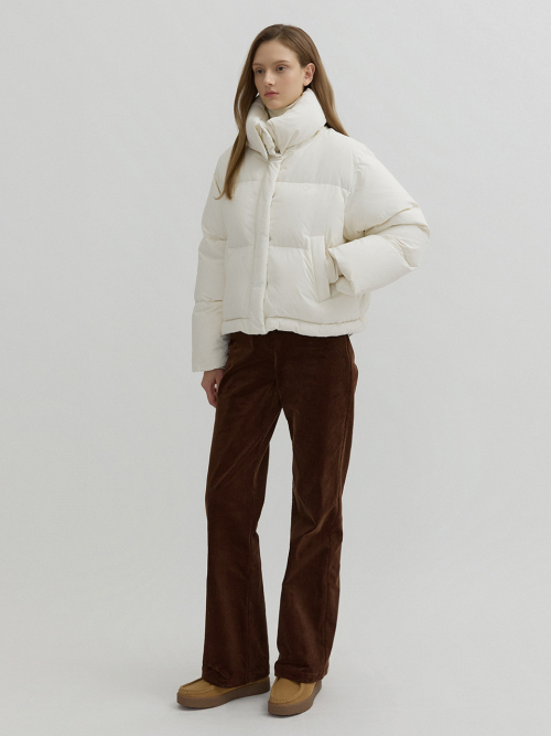 Folded Collar Short Down Padding Ivory AT5JUF056IV