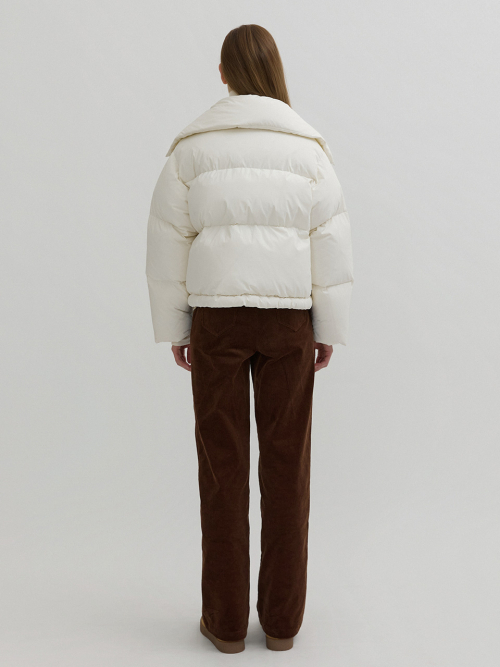 Folded Collar Short Down Padding Ivory AT5JUF056IV