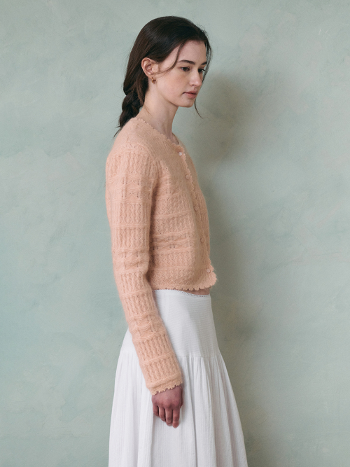 DALENA scasi mohair knit cardigan_PINK
