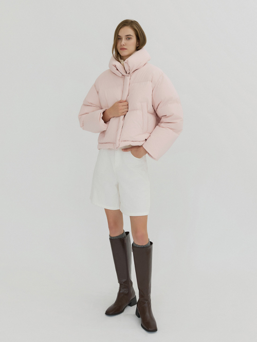 Folded Collar Short Down Padding Pink AT5JUF056PN