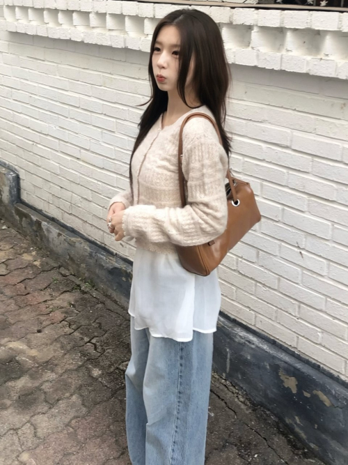 DALENA scasi mohair knit cardigan_BEIGE