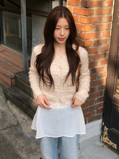 DALENA scasi mohair knit cardigan_BEIGE