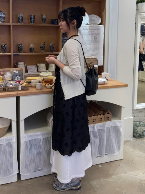 ELINA layered lace dress_BLACK