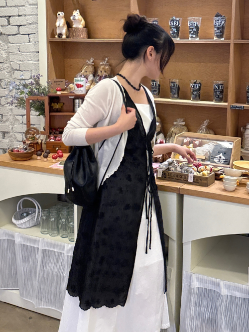 ELINA layered lace dress_BLACK