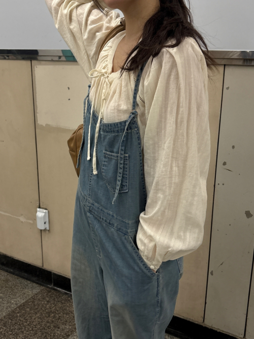 SIMEEZ overall denim pants_BLUE