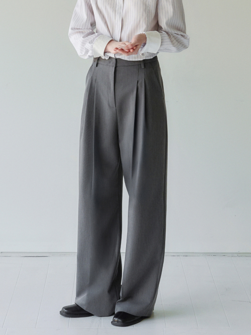 Classic Two-Tuck Wide Slacks Grey AT6PAA027GE