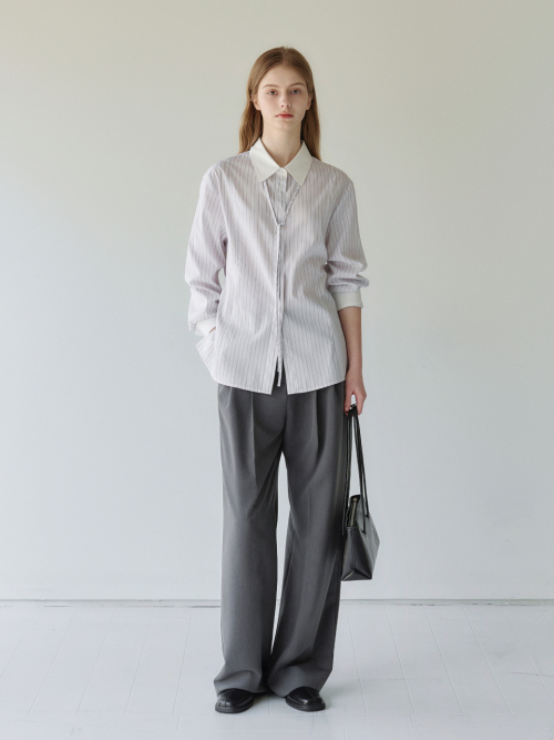 Classic Two-Tuck Wide Slacks Grey AT6PAA027GE
