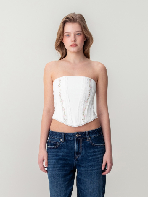 LACE ROSE CORSET TOP (WHITE)