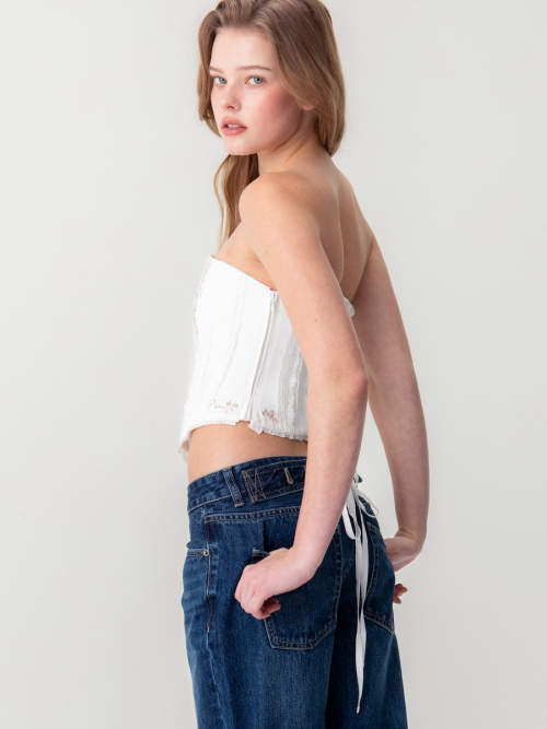 LACE ROSE CORSET TOP (WHITE)