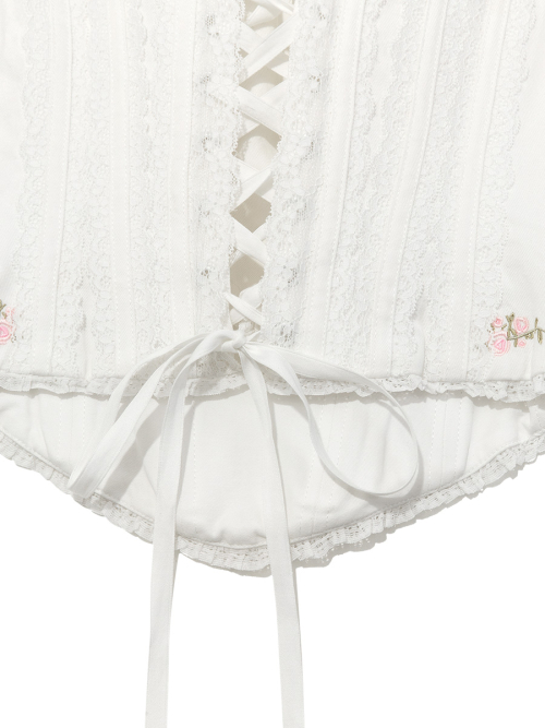 LACE ROSE CORSET TOP (WHITE)