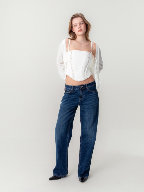 LACE ROSE CORSET TOP (WHITE)