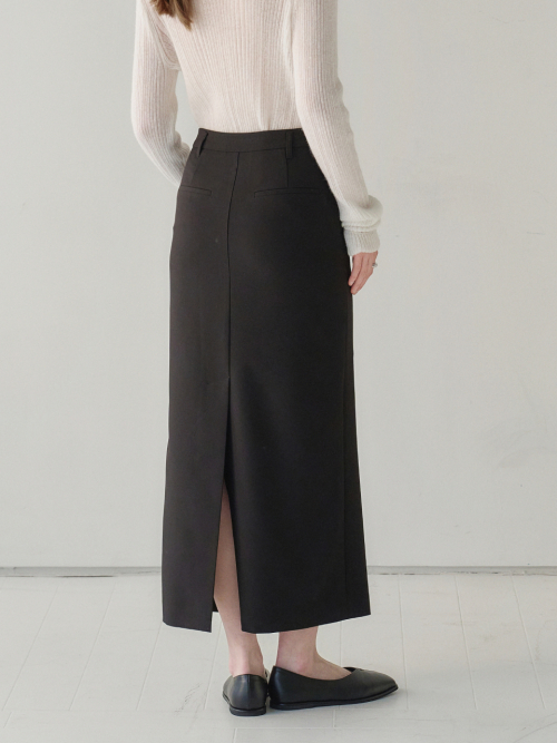 Back-slit Maxi Skirt Black AT6SKA026BK