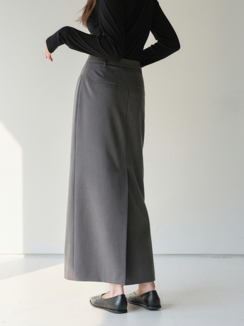 Back-slit Maxi Skirt Grey AT6SKA026GE