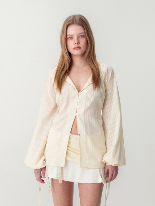 MISTY SHEER BLOUSE (LIGHT BEIGE)