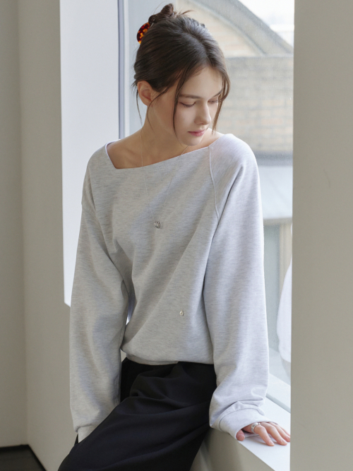 Loosefit Boat-neck Sweatshirt Light Grey AT6TSA021LE
