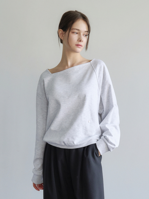 Loosefit Boat-neck Sweatshirt Light Grey AT6TSA021LE