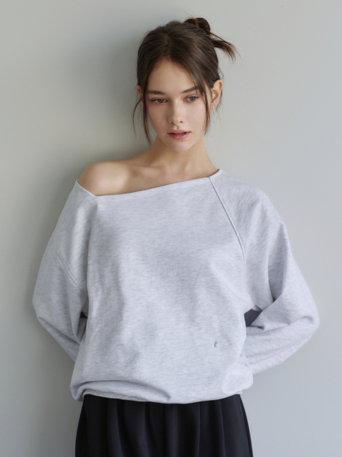 Loosefit Boat-neck Sweatshirt Light Grey AT6TSA021LE
