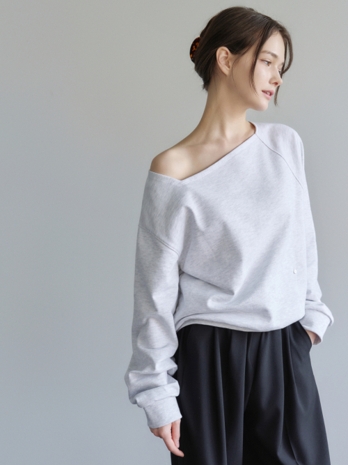 Loosefit Boat-neck Sweatshirt Light Grey AT6TSA021LE