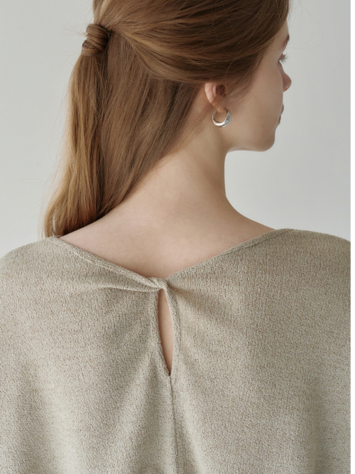 Linen Boat-neck Loosefit T-shirt Olive AT6TSA020OL