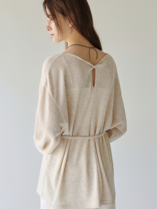 Linen Boat-neck Loosefit T-shirt Ivory AT6TSA020IV
