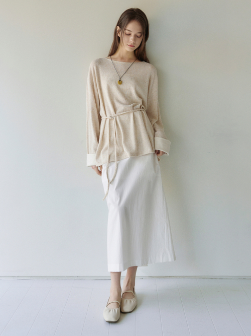 Linen Boat-neck Loosefit T-shirt Ivory AT6TSA020IV