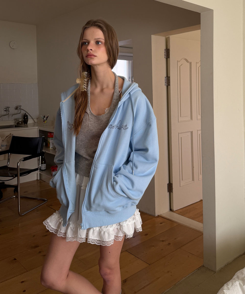 Polite hoodie zip-up - Skyblue