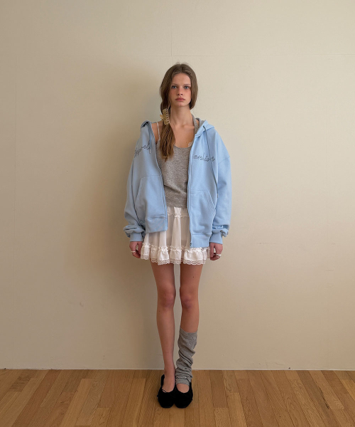 Polite hoodie zip-up - Skyblue